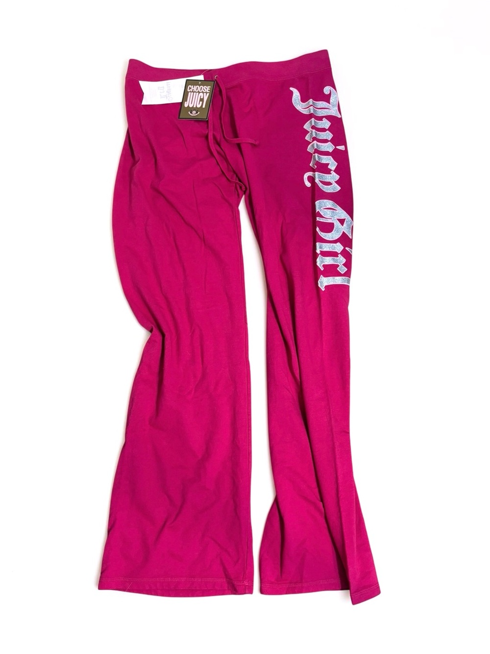 Juicy Couture Deadstock NWT Y2K Pink Track Pants Sparkle Low-Rise Made USA XL